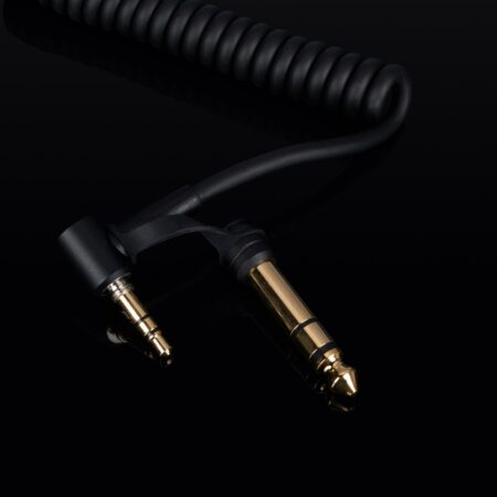 Golden plug on headphones