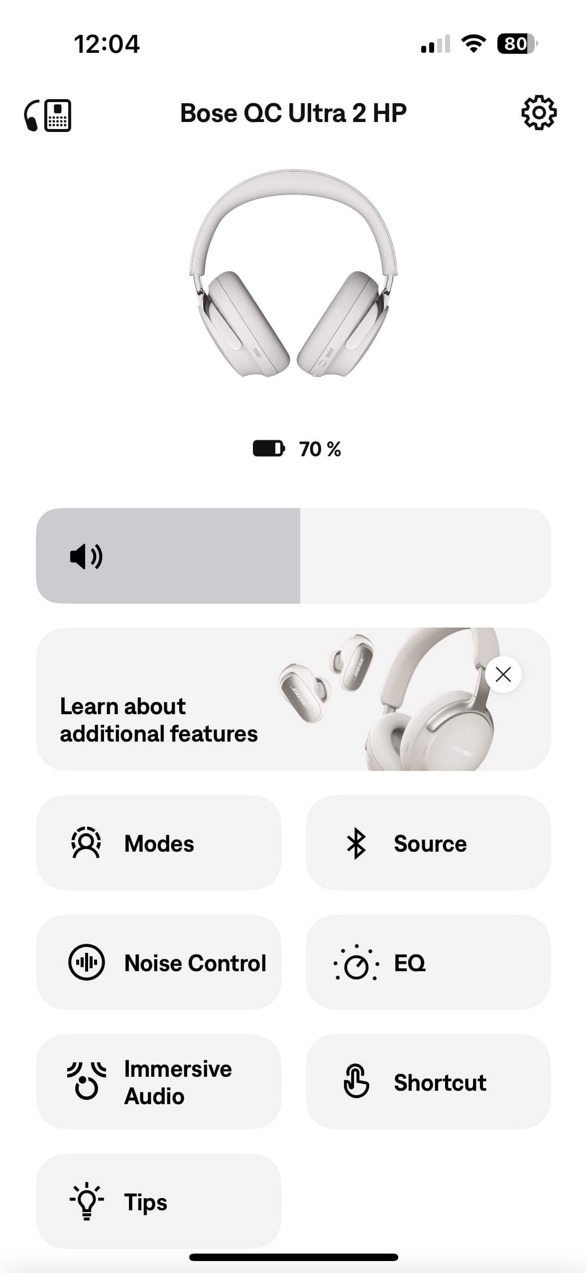 Bose QuietComfort Ultra Headphones 2 Gen App Screenshot