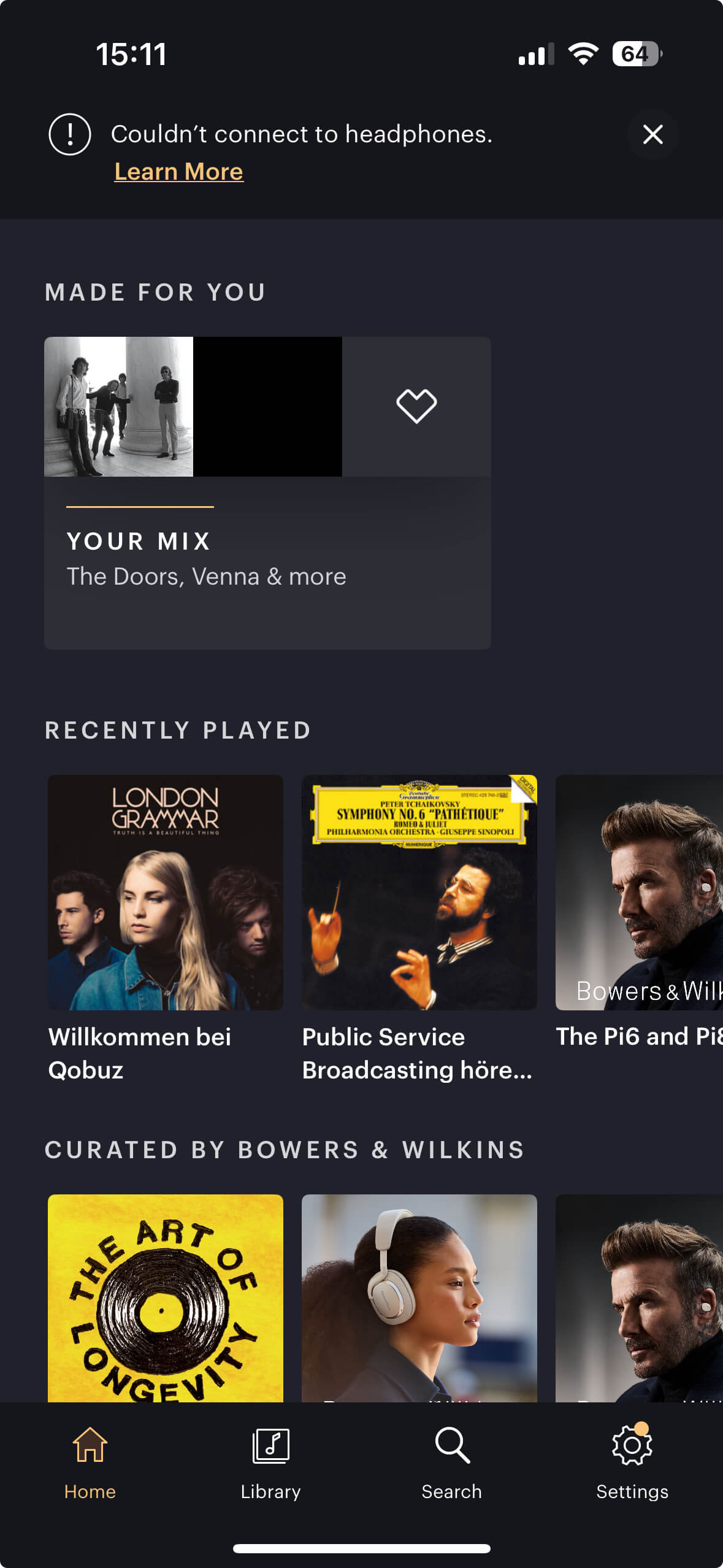 Bowers & Wilkins PX8 S2 App Start